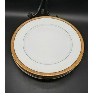 Bernardaud Limoges Roulette Gold Encrusted Dinner Plates Set of 4 France White